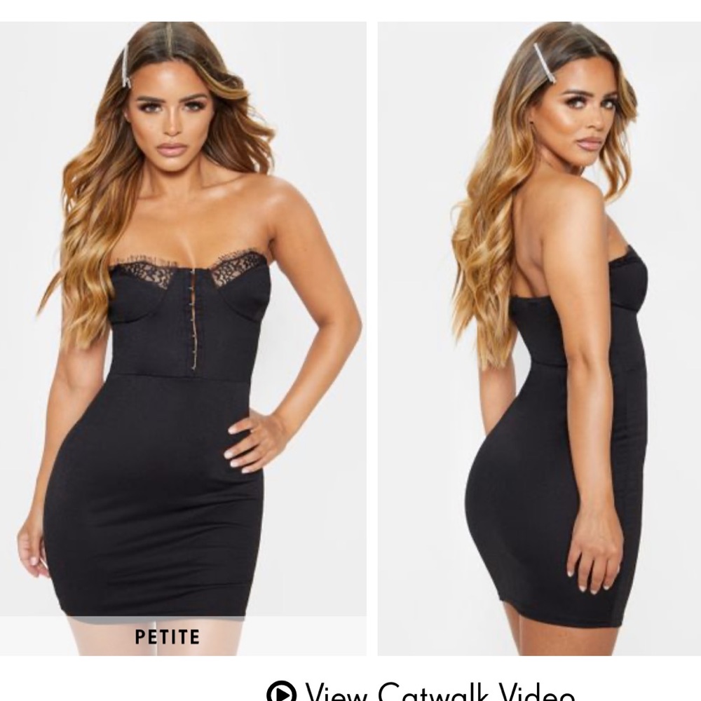 NWT black lace corset mini dress